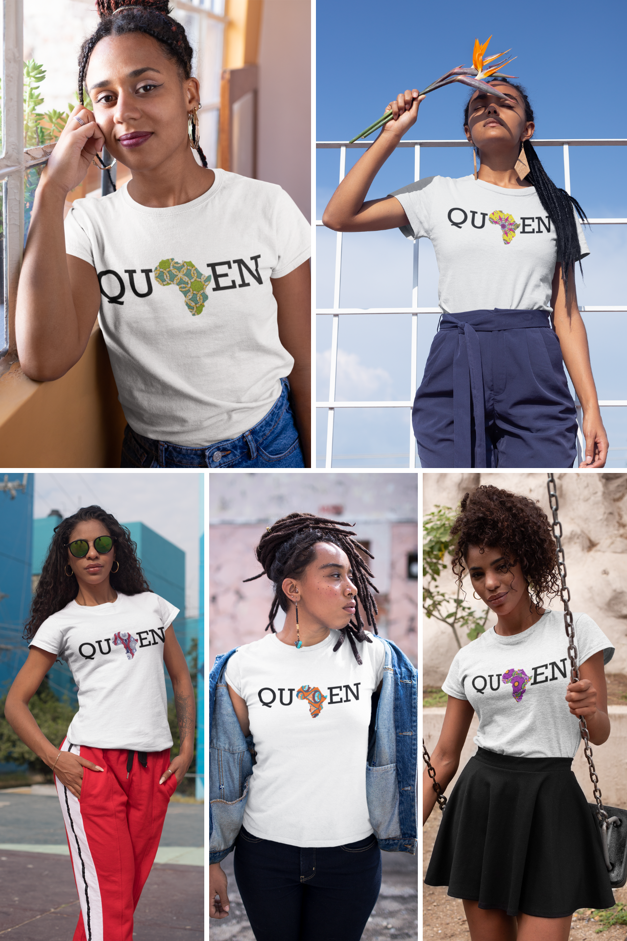 Ankara Queen Tee - White