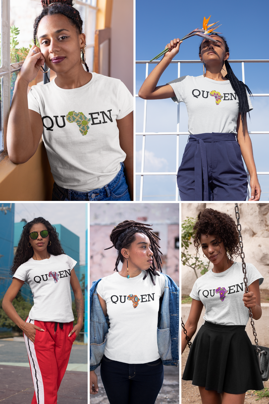 Ankara Queen Tee - White