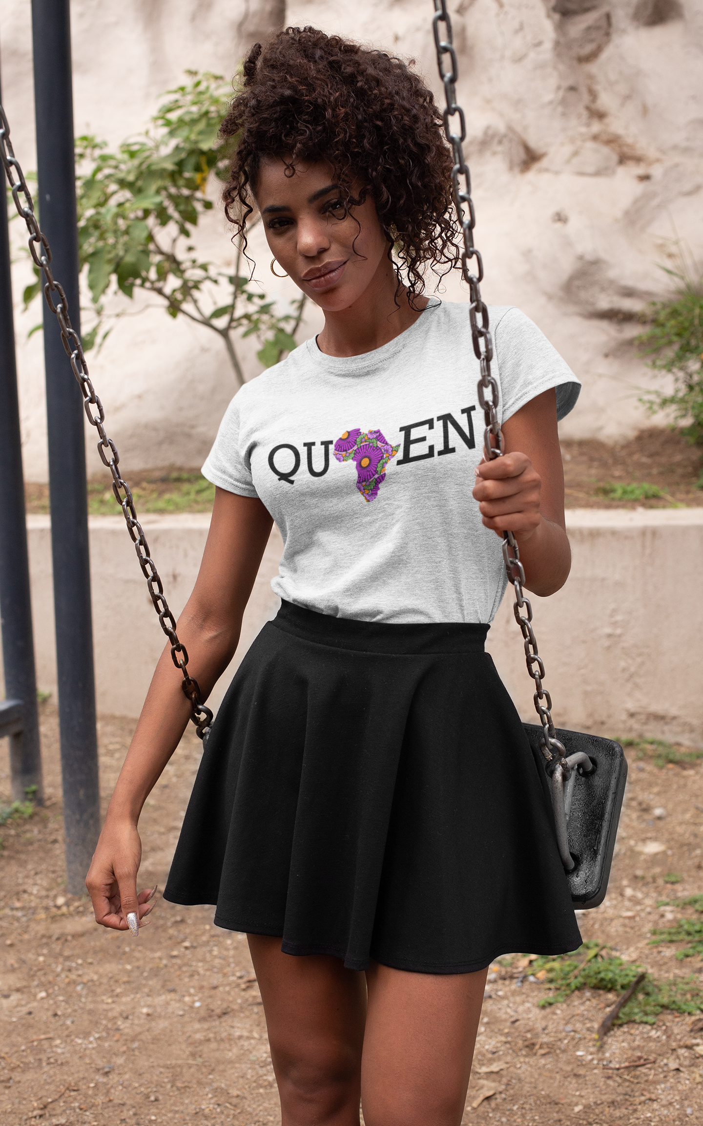 Ankara Queen Tee - White