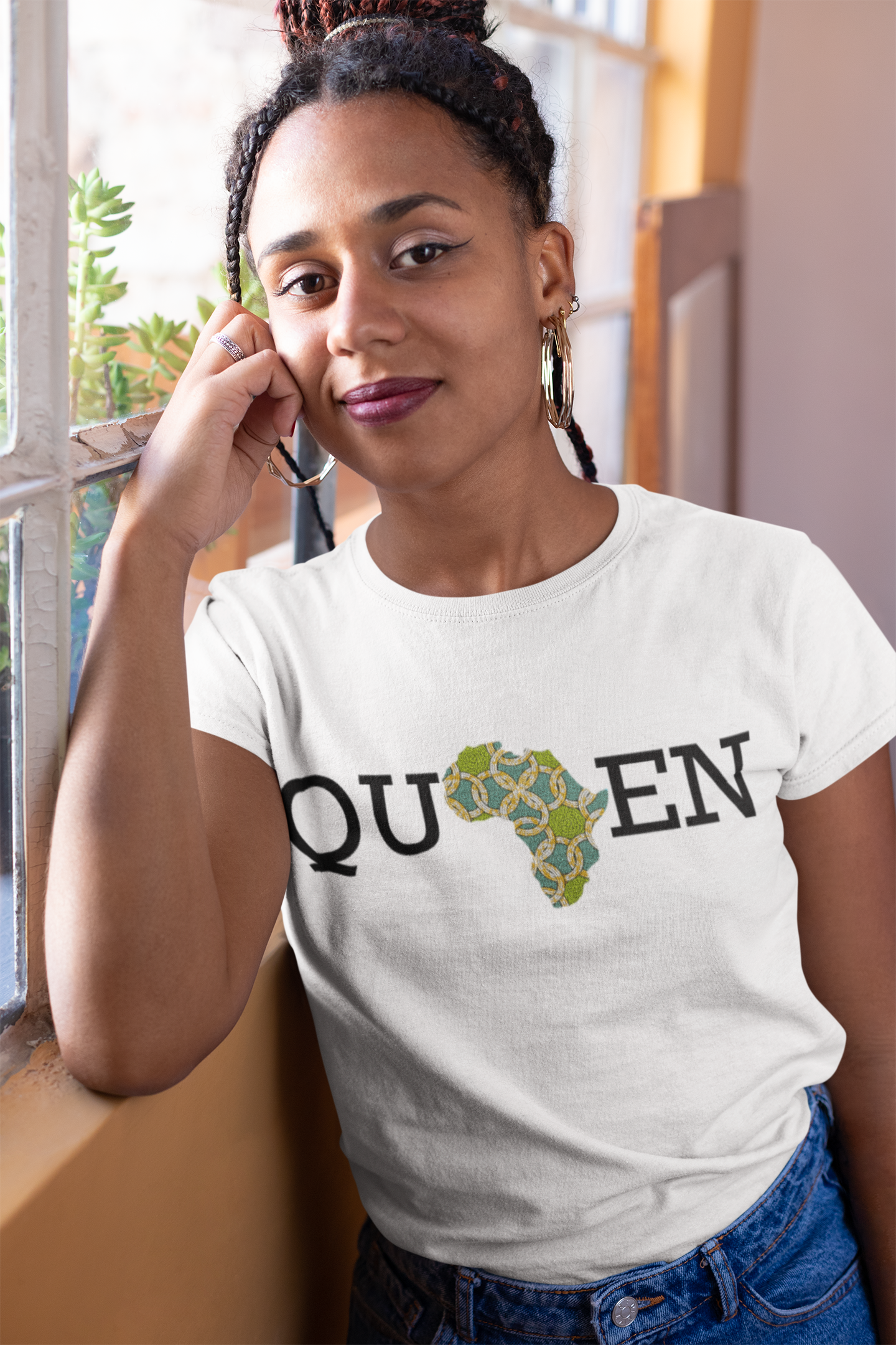 Ankara Queen Tee - White