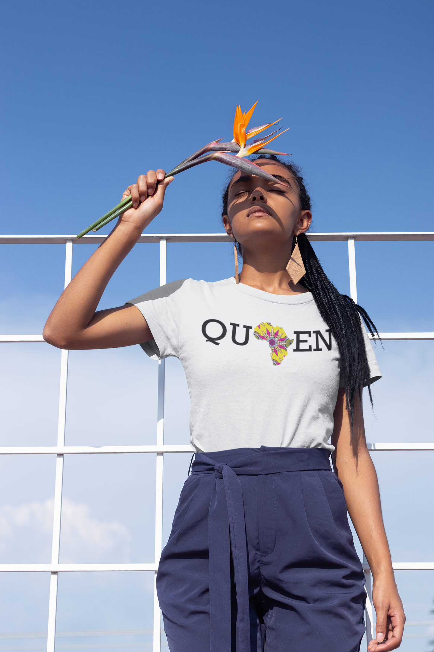 Ankara Queen Tee - White