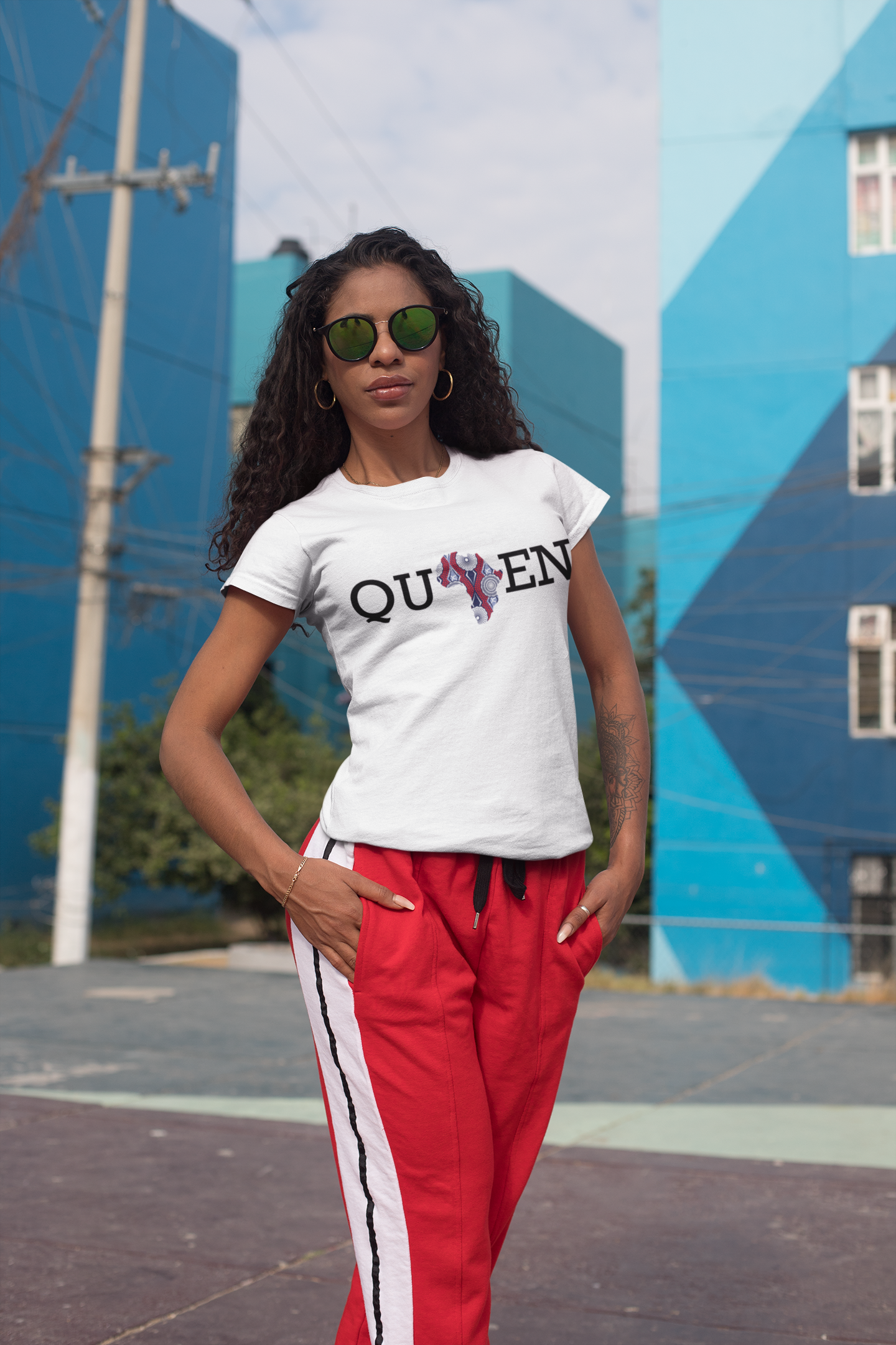 Ankara Queen Tee - White