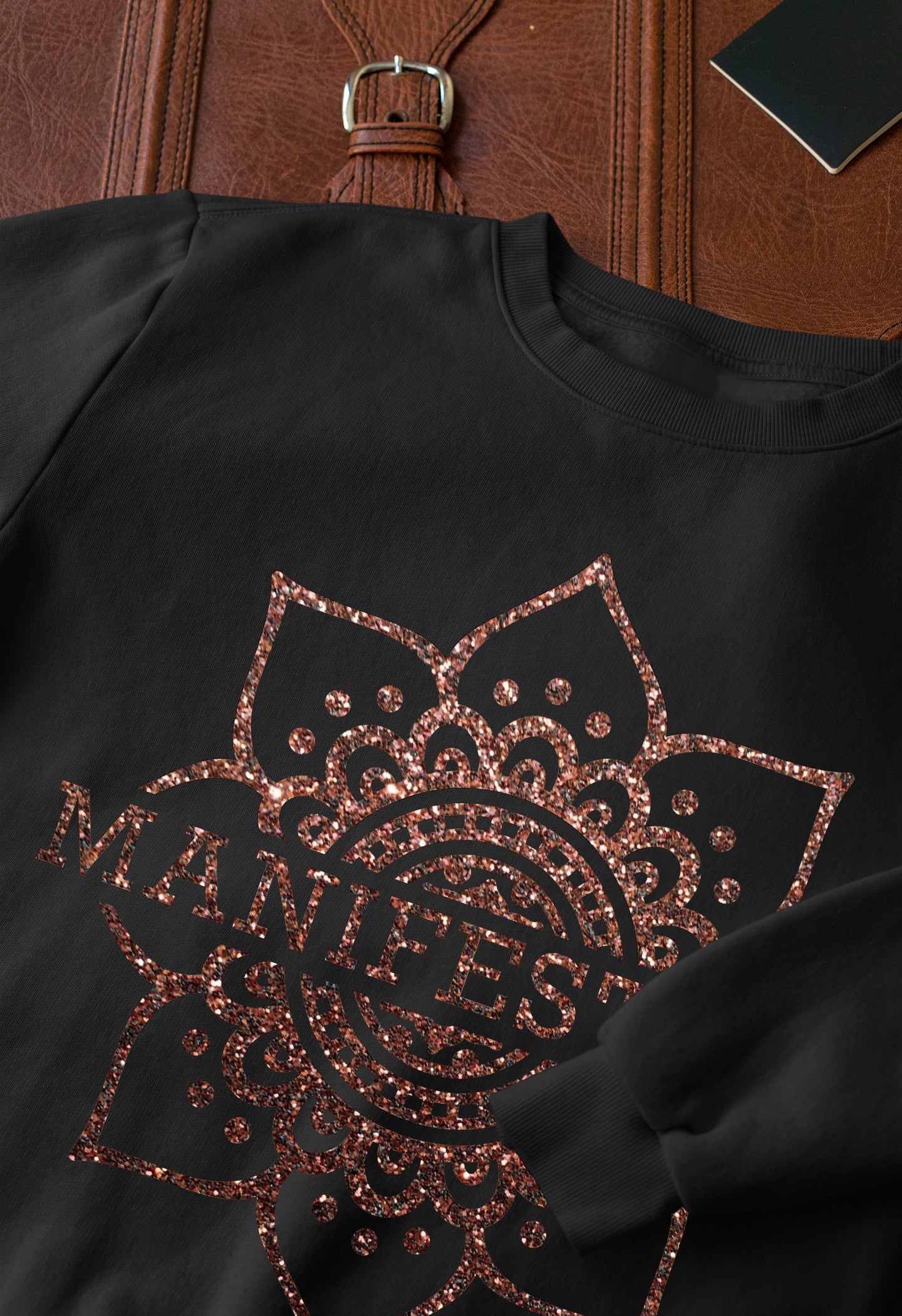 Manifesting Sweatshirt- Bronzed Glitter